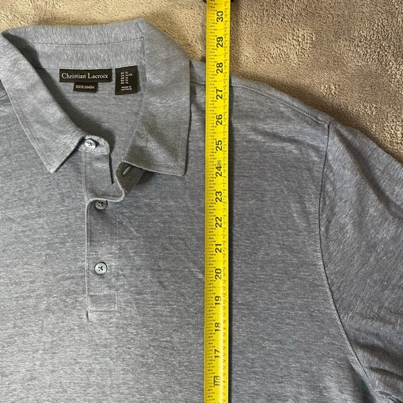 Christian Lacroix 100% Linen Men’s Short Sleeve Button Up Size XL Blue - Picture 6 of 6